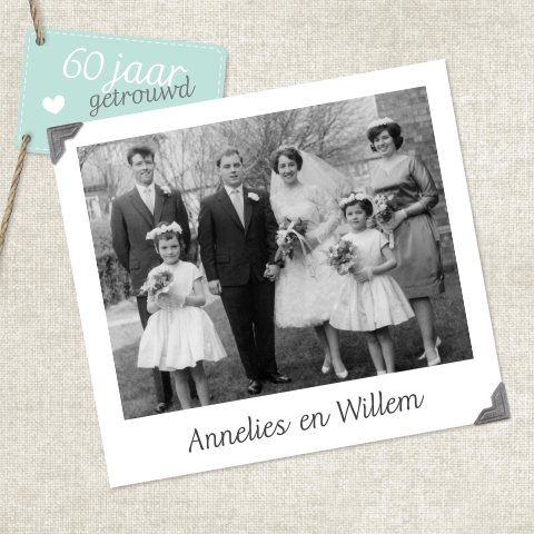 Jubileumkaart voor 60 jaar met eigen foto in frame